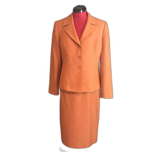 Le Suit Skirt Suit Women's Size 8 Rust Tweed 2-Piece Set Blazer & Skirt - Picture 9 of 9